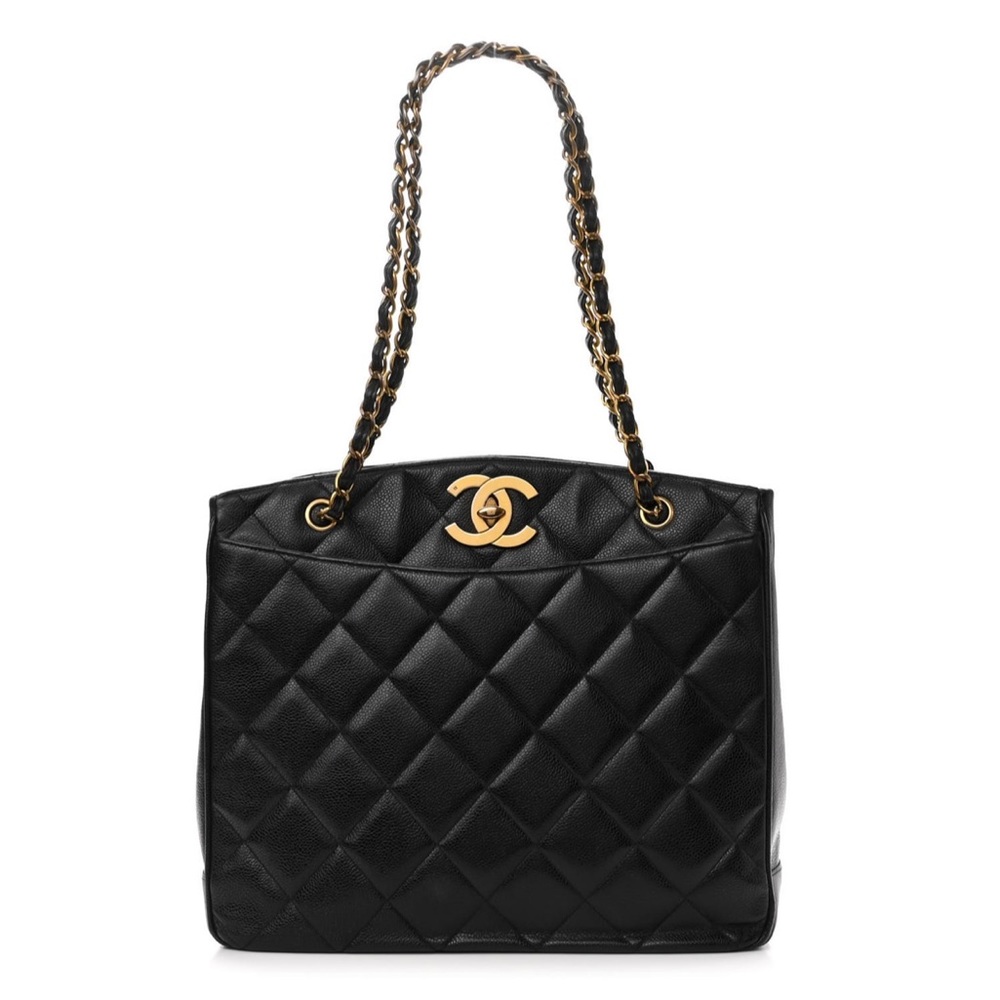 Pre loved authentic Vintage chanel caviar leather tote